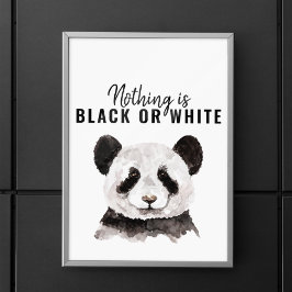 Póster Moderno Y Gracioso Panda Blanco Y Negro Con Cita