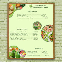 Moderno y profesional Vegan Healthy Food Menu Gree