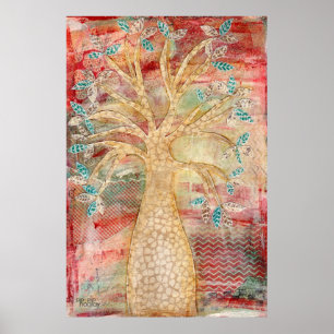 Póster Modernos medios mixtos contemporáneos árbol de art
