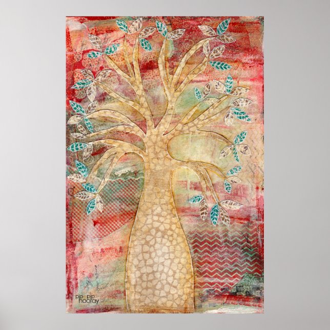 Póster Modernos medios mixtos contemporáneos árbol de art (Frente)