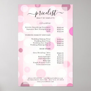 Póster Modernos puntos rosados Patrón Salón Preisliste