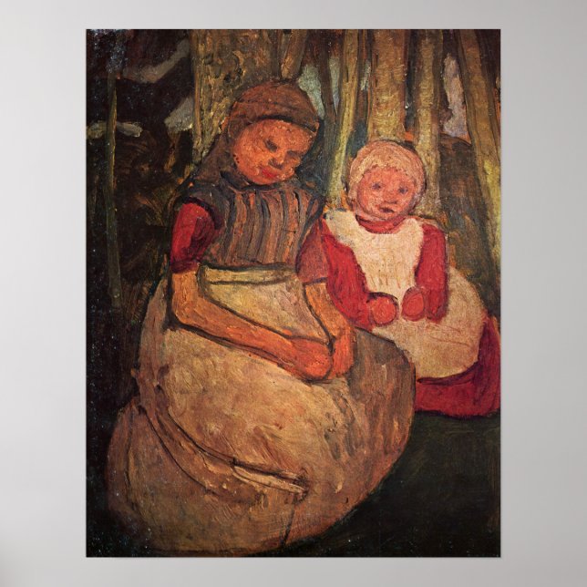 Póster Modersohn-Becker - 2 Chicas Sentados En El Bosque  (Frente)