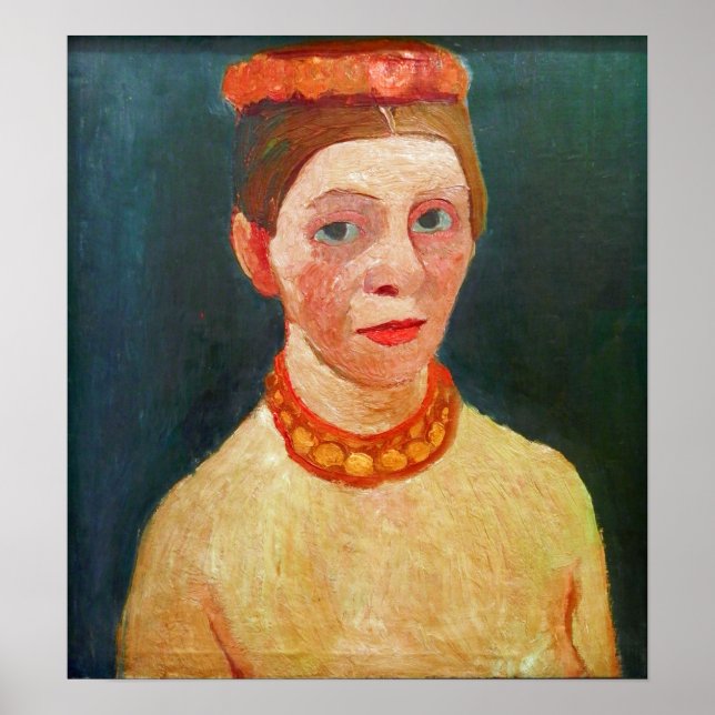 Póster Modersohn-Becker - autorretrato con rojo (Frente)