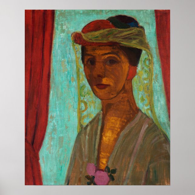 Póster Modersohn-Becker - Autorretrato con sombrero y vel (Frente)