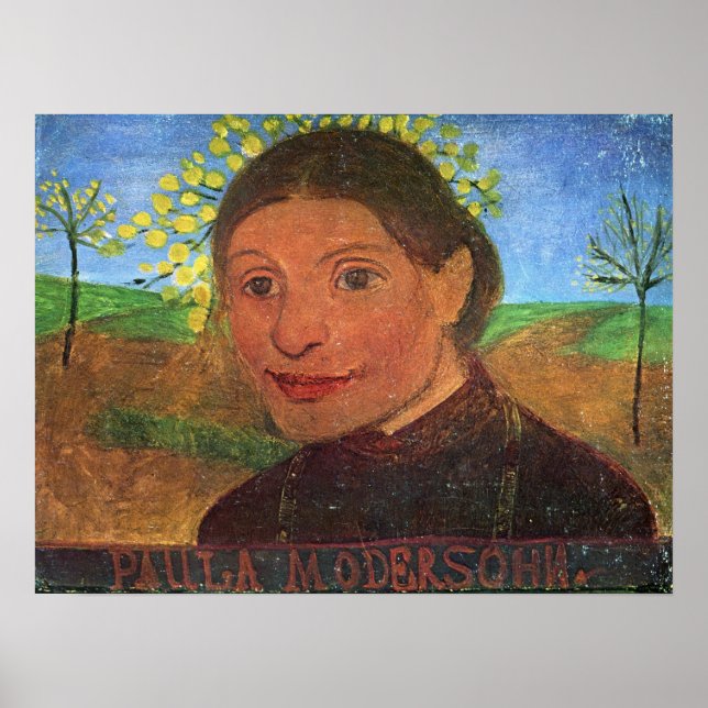 Póster Modersohn-Becker - Autorretrato, Frente de Flores (Frente)