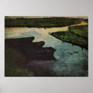 Póster Modersohn-Becker - Canal de Marisma con barcazas d