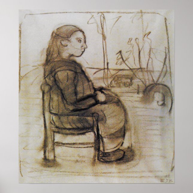 Póster Modersohn-Becker - Chica En Un Paisaje (Frente)