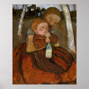Póster Modersohn-Becker - Niña con Niño Pequeño 1905