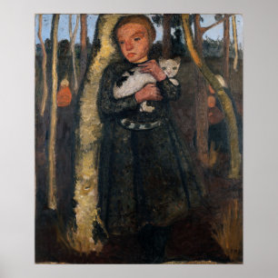 Póster Modersohn-Becker - Niña en el bosque de abedules