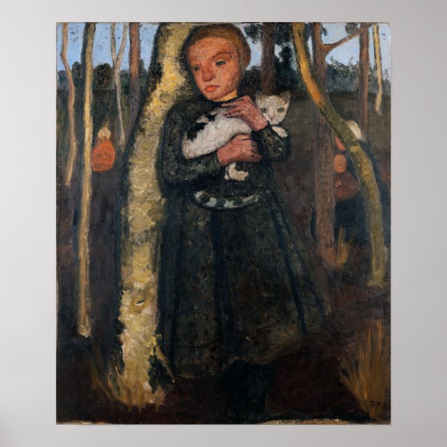 Póster Modersohn-Becker - Niña en el bosque de abedules (Frente)