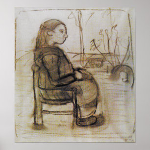 Póster Modersohn-Becker - Niña Sentada En Un Paisaje