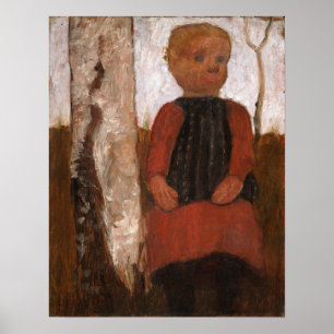 Póster Modersohn-Becker - Niño Con Vestido Rojo 1905