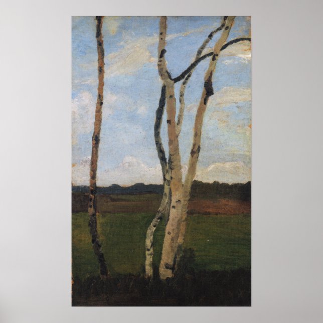 Póster Modersohn-Becker - Paisaje Con Troncos De Birch (Frente)