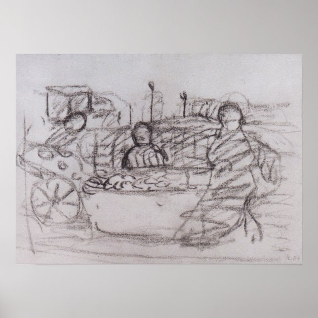 Póster Modersohn-Becker - Tres Mujeres En Un Puesto De Me (Frente)