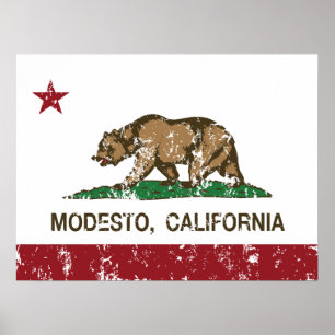 Póster Modesto de bandera estatal de California