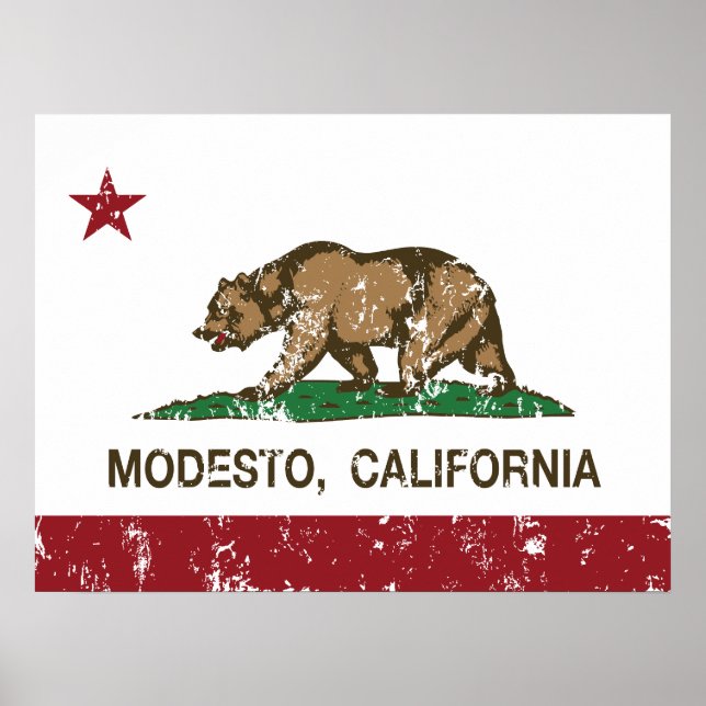 Póster Modesto de bandera estatal de California (Frente)
