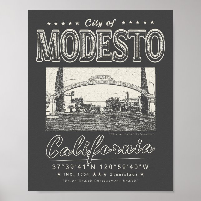 PÓSTER MODESTO STANISLAUS CALIFORNIA - ARCO MODESTO (Frente)