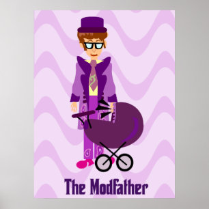 Póster Modfather Funny Mod Sixties Cartoon Character Art