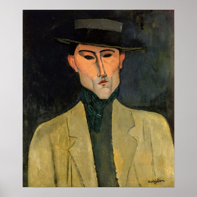Póster Modigliani - Hombre con sombrero 1915 (Frente)