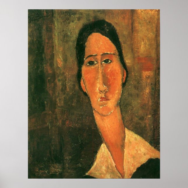 Póster Modigliani - Jeanne H Buterne con un cuello blanco (Frente)