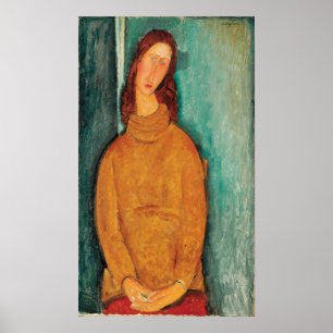 Póster Modigliani - Jeanne Hebuterne En Un Jumper Amarill