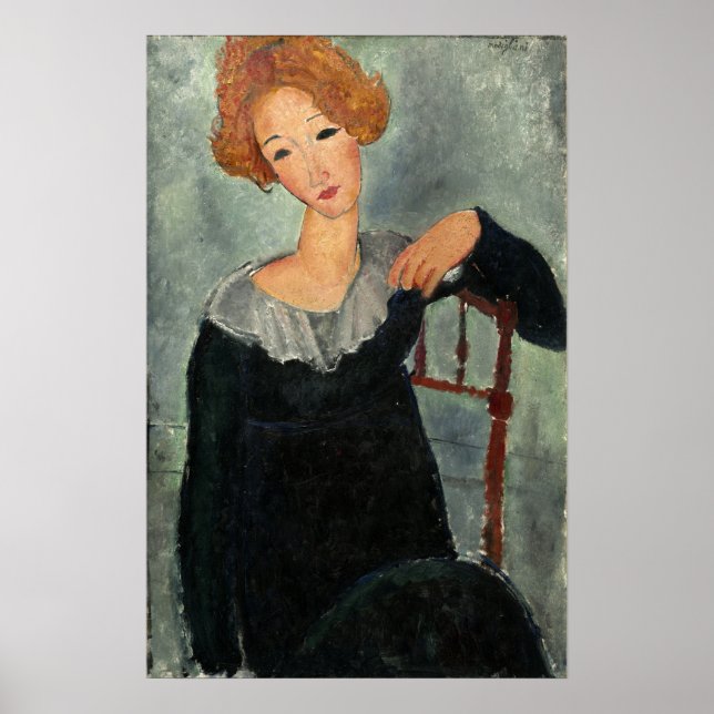 Póster Modigliani - Mujer con cabello rojo 1917 (Frente)