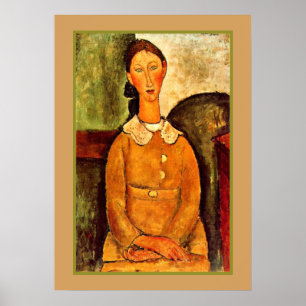 Póster Modigliani - Un Chica con un vestido amarillo