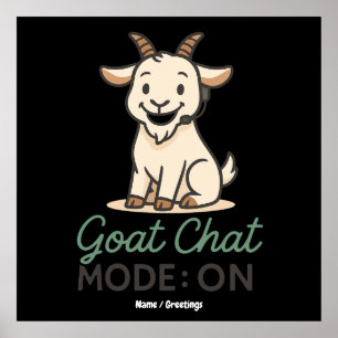 Póster Modo Chat de Cabra: ACTIVADO Diseño Divertido de