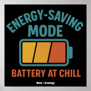 Póster Modo de ahorro de energía Batería en Chill Retro D