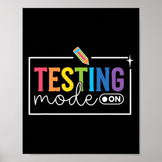 Póster Modo de Prueba Divertido Activado Día de Prueba Té (Frente)