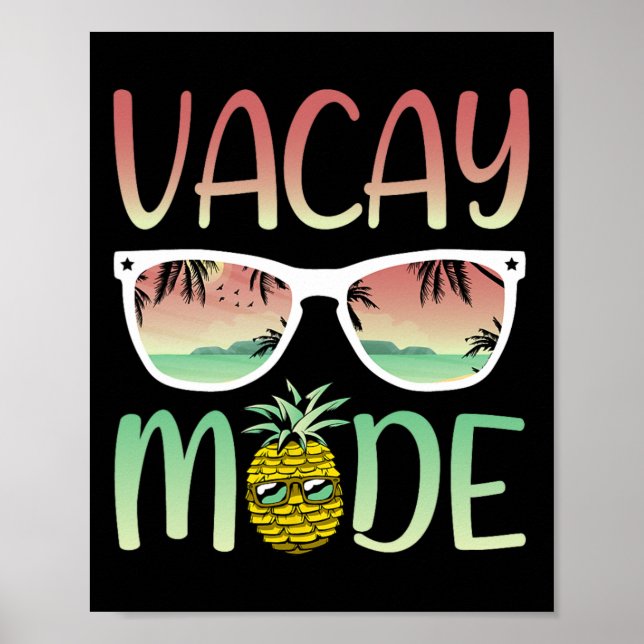 Póster Modo de Vacaciones Ananas Divertido Con Gafas de S (Frente)