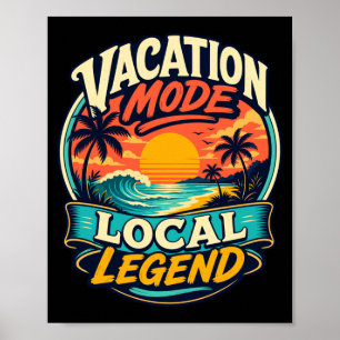 Póster Modo de vacaciones de hombre playa tropical puesta