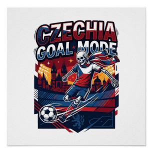 Póster Modo Gol de Chequia Esqueleto Delantero Naciones R