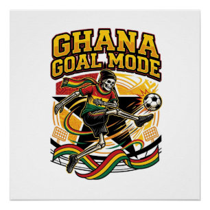 Póster Modo Gol de Ghana Esqueleto Delantero Naciones Str