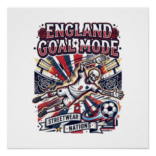 Póster Modo Gol Inglaterra Esqueleto Delantero Naciones R