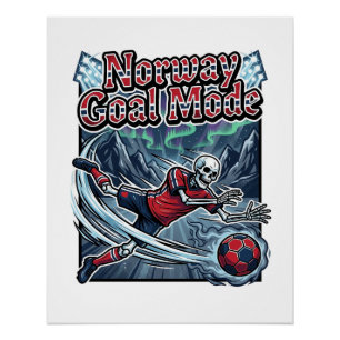 Póster Modo Gol Noruega Esqueleto Delantero Naciones Ropa