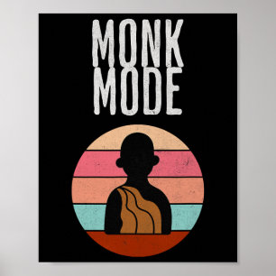 Póster Modo Monje, Zen y Yoga, Meditación, budista, Retro