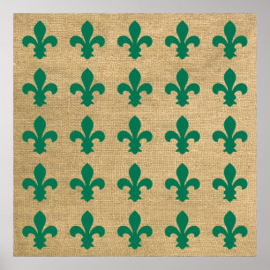 Póster Modos verdes parisinos patrón Fleur de Lys