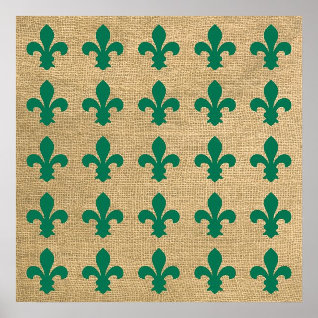 Póster Modos verdes parisinos patrón Fleur de Lys (Frente)