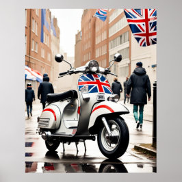 Póster Mods' Scooter, Union Jack, Brighton, Parka