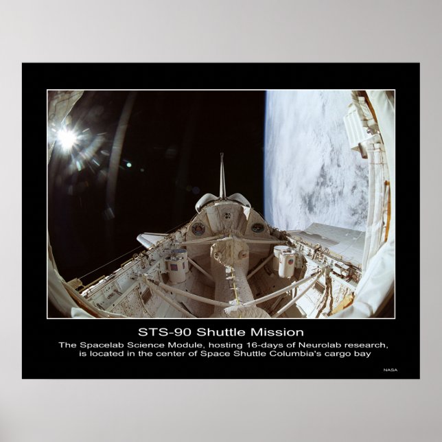 Póster Módulo espacial STS-90 NeuroLab. (Frente)