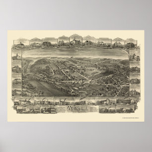 Póster Mohnsville, PA Panoramic Map - 1898