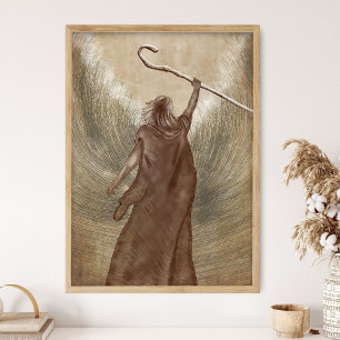 Póster Moisés cruza el Mar Muerto, Antiguo Testamento, Bi
