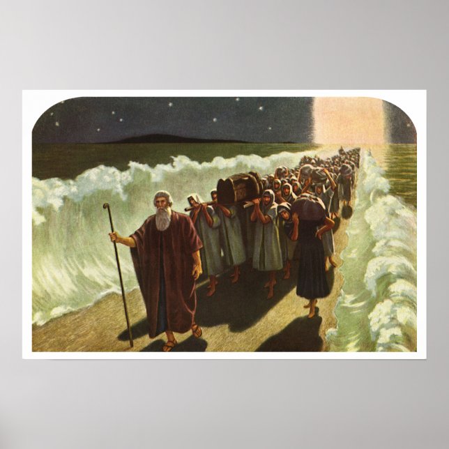Póster Moisés cruzando el Mar Rojo, religión vintage (Frente)