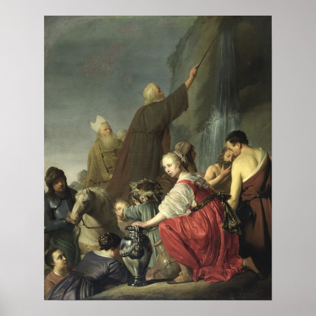 Póster Moisés golpeando el agua desde la roca (Frente)