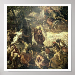 Póster Moisés golpeando el agua desde la roca, 1575