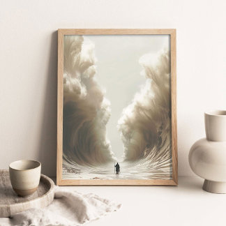 Póster Moisés separando el Mar Rojo, Pintura Cristiana, J