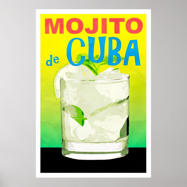 Póster Mojito de Cuba poster de viajes vintage (Frente)