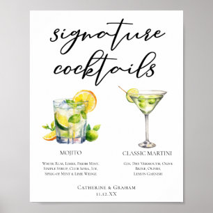 Póster Mojito Martini Boda Signature Cocktails Menú