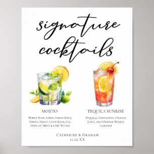 Póster Mojito Tequila Sunrise Boda Cocktails Menú